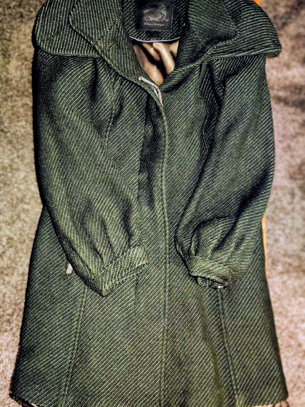 Mackage forest green herringbone wool coat